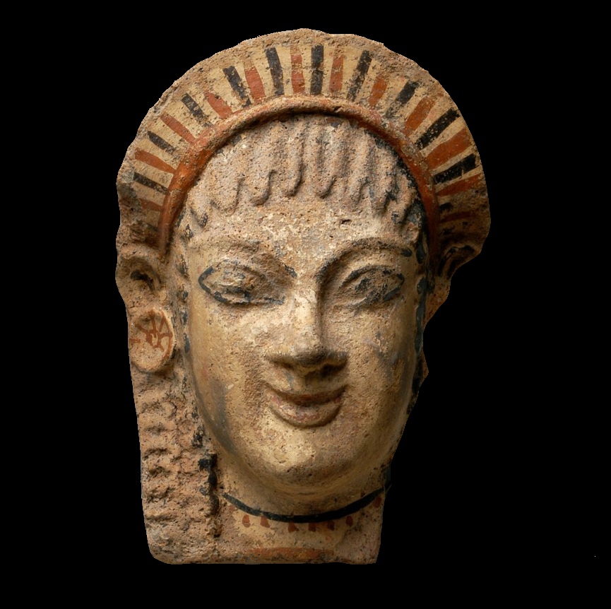 Antefissa a testa femminile. (© Amsterdam, Allard Pierson Museum).