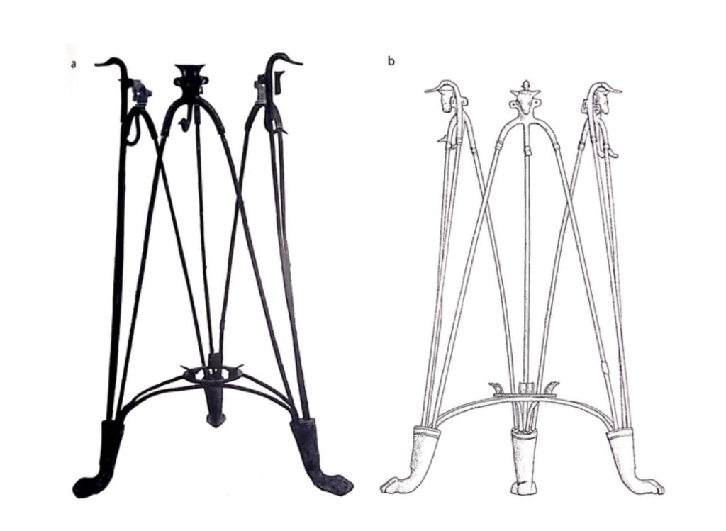 Tripode a verghette in bronzo